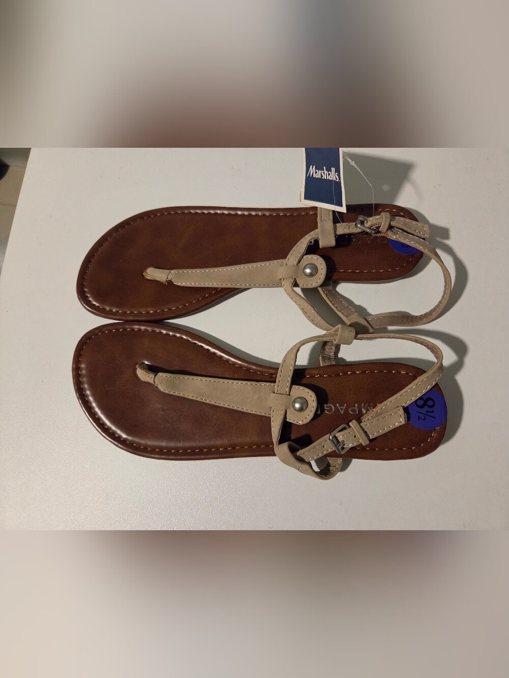 Rampage Brown Footbed Tan Strappy Women's Sandals
